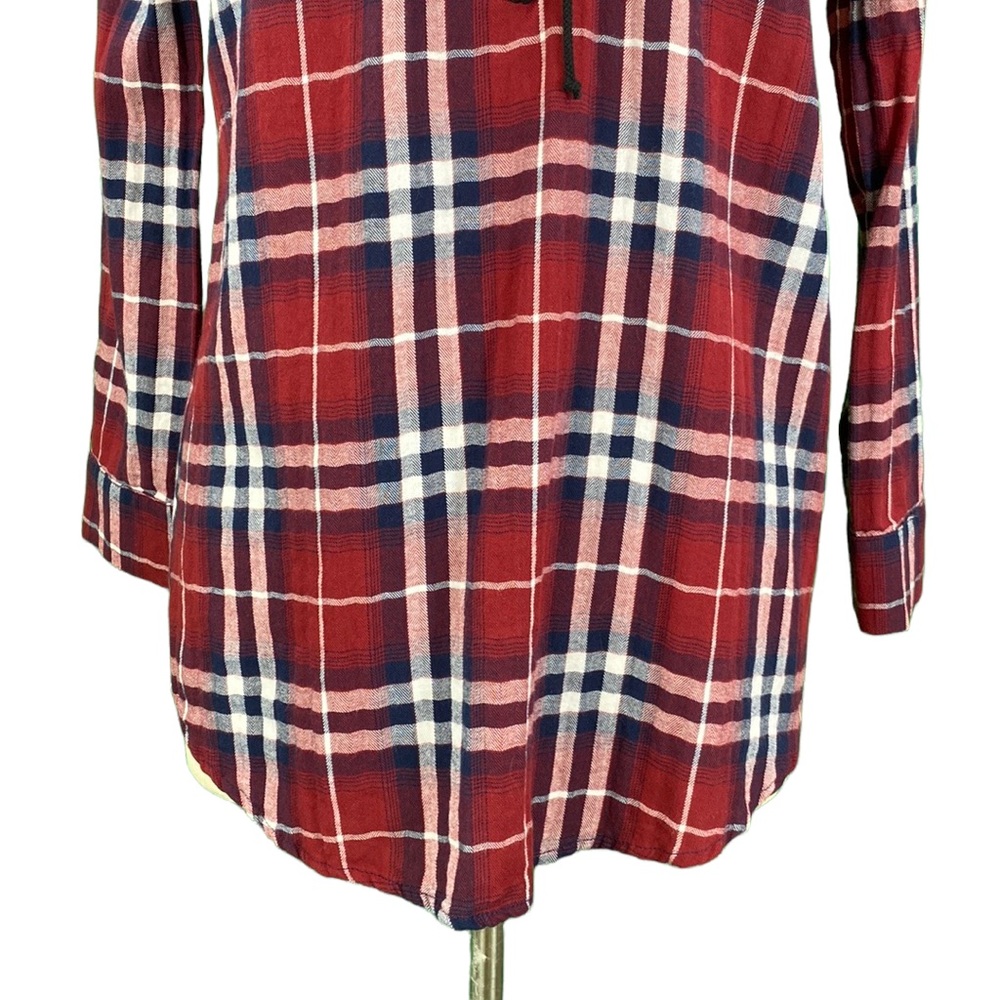 Windsor Burgundy Plaid Lace Up Tunic - Picture 3 of 13